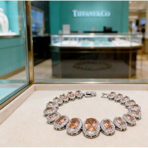 Tiffany & Co. Peach Oval Halo Bracelet in Sterling